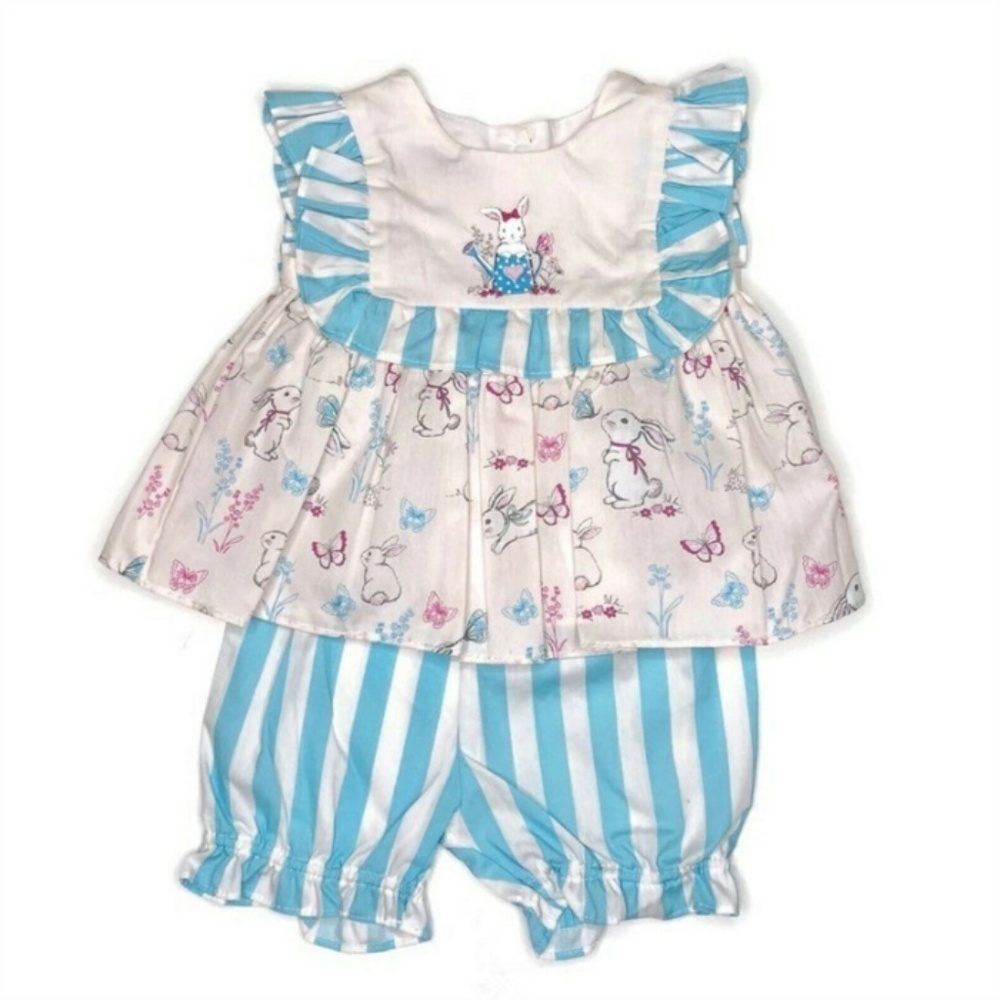 Pastourelle By Pippa Julie Bunny Top and Bloomer Set Baby Girl Cottagecore 18 M